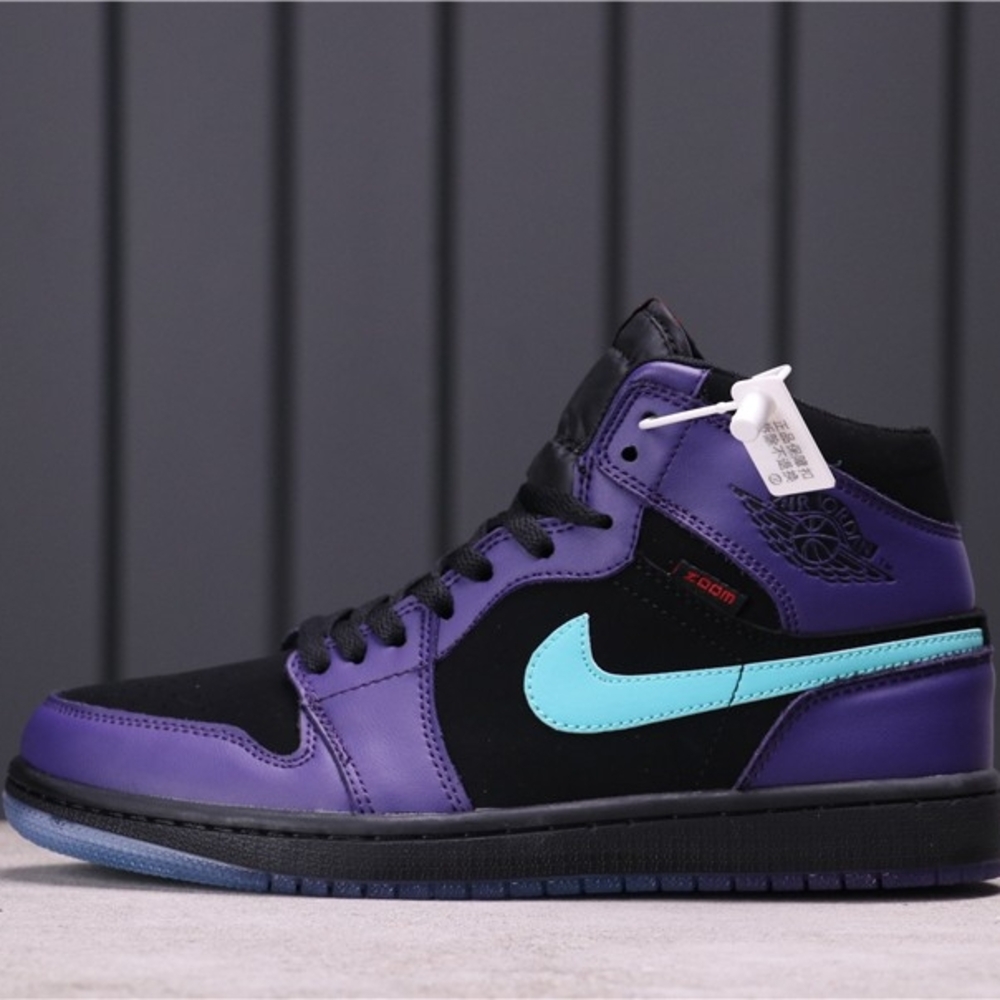 *ISO!* Nike Men's Black and Purple Sneakers with Blue Swoosh
